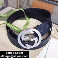 Gucci Supreme canvas PVC belt in dark blue    Gy003