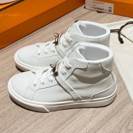 Hermes Cowhide Kelly buckle Flat casual shoes couple models in White Her038