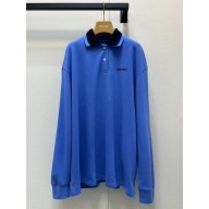 MIU MIU BLUE Cotton piqué polo shirt 2025