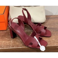HERMES Eternité 80 sandal in calfskin burgundy 2025