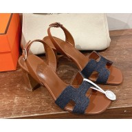 HERMES Eternité 80 sandal in denim dark blue 2025