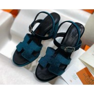 HERMES Jazz 90 sandal velvet with iconic "H" cut-out vert mousse 2025
