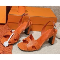HERMES Holy 80 sandal in Lizard calfskin orange 2025