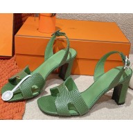 HERMES Holy 80 sandal in Lizard calfskin green 2025