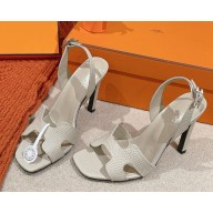 HERMES Holy 105 sandal in Lizard calfskin white 2025