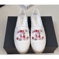 Chanel Espadrilles cotton with cc FLOWERS PRINTED white 0314-2025