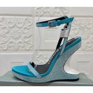 TOM FORD slik with crystal sandals blue heel 12.5cm 2025