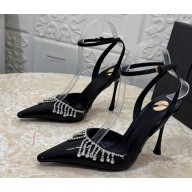 Saint Laurent patent leather slingback pump with crystal black heel 10.5cm 2025