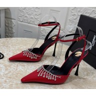 Saint Laurent patent leather slingback pump with crystal red heel 10.5cm 2025