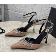Saint Laurent patent leather slingback pump with crystal beige heel 10.5cm 2025
