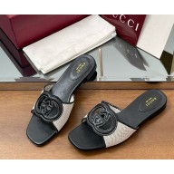 Gucci Women's Interlocking G slide sandal 835723 Black leather 2025