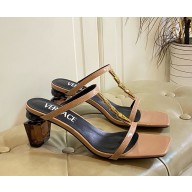 Versace patent calfskin sandals with Bottle Heel beige 2025