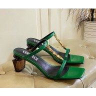 Versace patent calfskin sandals with Bottle Heel green 2025