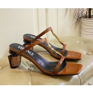 Versace patent calfskin sandals with Bottle Heel brown 2025