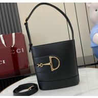 Gucci 73 small bucket bag 833665 Black smooth leather 2025