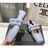 Alaïa calfskin Sphere-Detail Ballet Flats sky blue 2025