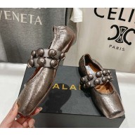 Alaïa calfskin Sphere-Detail Ballet Flats grey 2025