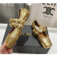 Alaïa calfskin Sphere-Detail Ballet Flats gold 2025