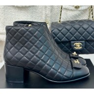Chanel lambskin Quilting ankle Boots in black 1209-2024