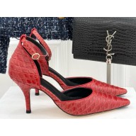 THE ROW Liisa D'Orsay Patent Python Leather Pumps Red 2025