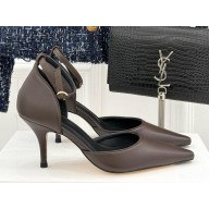 THE ROW Liisa D'Orsay lambskin Leather Pumps dark grey 2025
