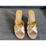 Aquazzura 100mm Yes Baby Mule sandals lambskin gold  2025