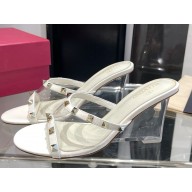 Valentino Garavani Rockstud Skin Heeled Sandals white 2025