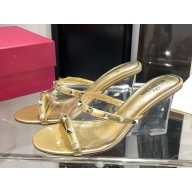 Valentino Garavani Rockstud Skin Heeled Sandals gold 2025