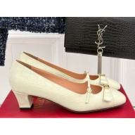 Valentino Garavani Bowow 40 croc-effect leather pumps white 2025