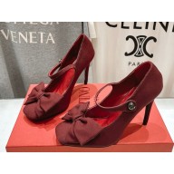 Valentino Garavani Bowjane Mary-Jane pumps in crepe fabric burgundy heel 9cm 2025