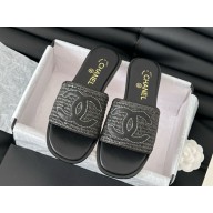 Chanel Slippers Lambskin with CC logo black 2025
