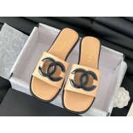 Chanel Slippers Lambskin with CC logo beige 06 2025