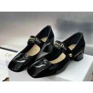 Dior D-lane patent calfskin Mary Janes black heel 3.5cm 2025