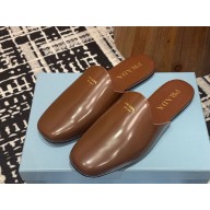 Prada Shiny leather mules in brown 2025