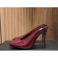 Alaïa Décolleté 105 patent leather  high-heeled slippers in burgundy 2025