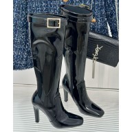 Saint Laurent Elle boots in patent leather black heel 10cm 1024-2024