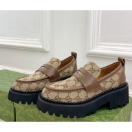 Gucci Mocassino donna con nastro Web canvas loafers beige 1118-2024