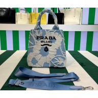 Prada Embroidered handbag 1BA343 Blue 2023