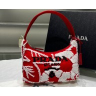 Prada Re-Edition 2000 Embroidered Drill mini bag 1NE515 Red 2023