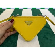 Prada Saffiano Leather Triangle mini-pouch bag 1NR015 Yellow 2023