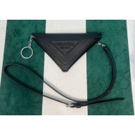 Prada Saffiano Leather Triangle keychain trick 1TL445 Black 2023
