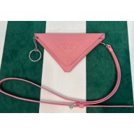 Prada Saffiano Leather Triangle keychain trick 1TL445 Pink 2023