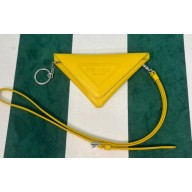 Prada Saffiano Leather Triangle keychain trick 1TL445 Yellow 2023