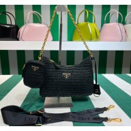 Prada Re-Edition 2005 crochet shoulder bag 1BH204 Black 2023