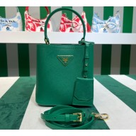 Prada Small Saffiano Leather Panier Bag 1BA217 Green 2023