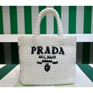 Prada Small crochet tote bag 1BG422 White 2023