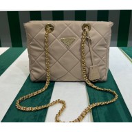 Prada padded nylon chain Shoulder bag 1BG468 Beige 2023