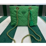 Prada padded nylon chain Shoulder bag 1BG468 Green 2023