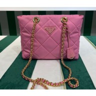 Prada padded nylon chain Shoulder bag 1BG468 Pink 2023