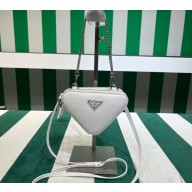 Prada Leather Triangle mini-pouch bag 1NR015 White 2023